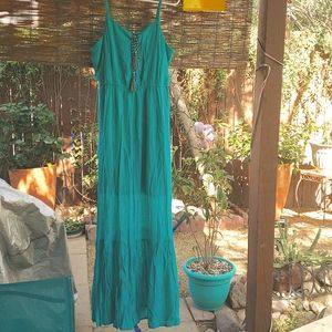 Turquoise/Aqua maxi sundress.